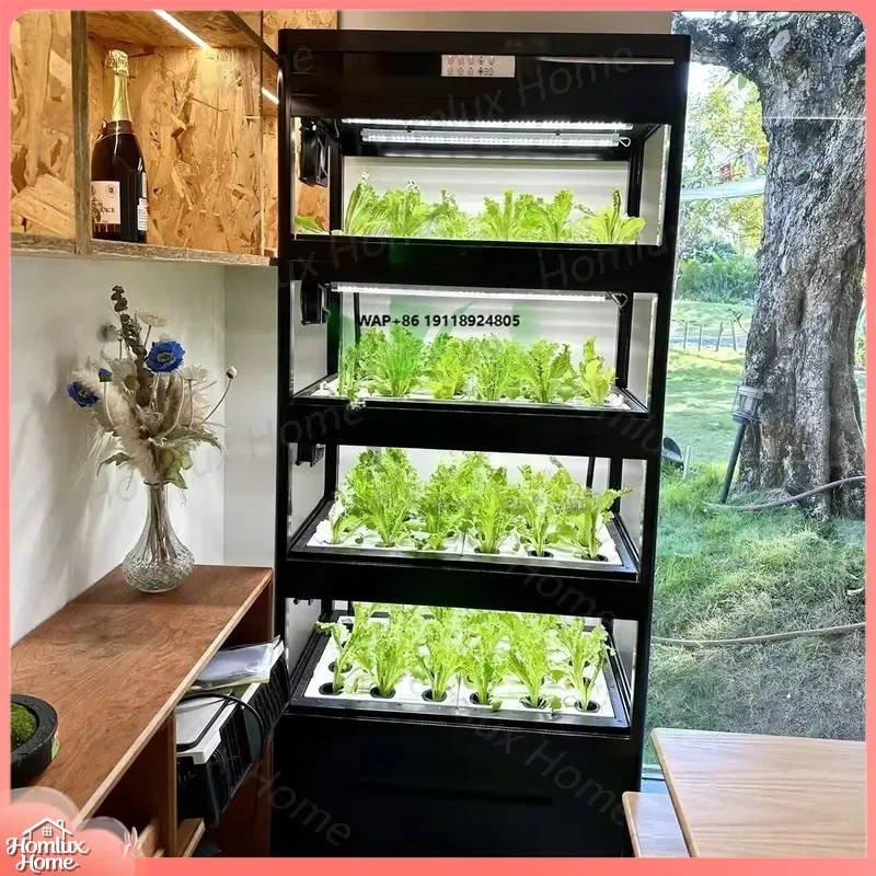 4 Layer Indoor Smart Garden Hydroponic Cabinet Vertical Farming System Home Hydroponics Kit with LED Grow Lights Complete