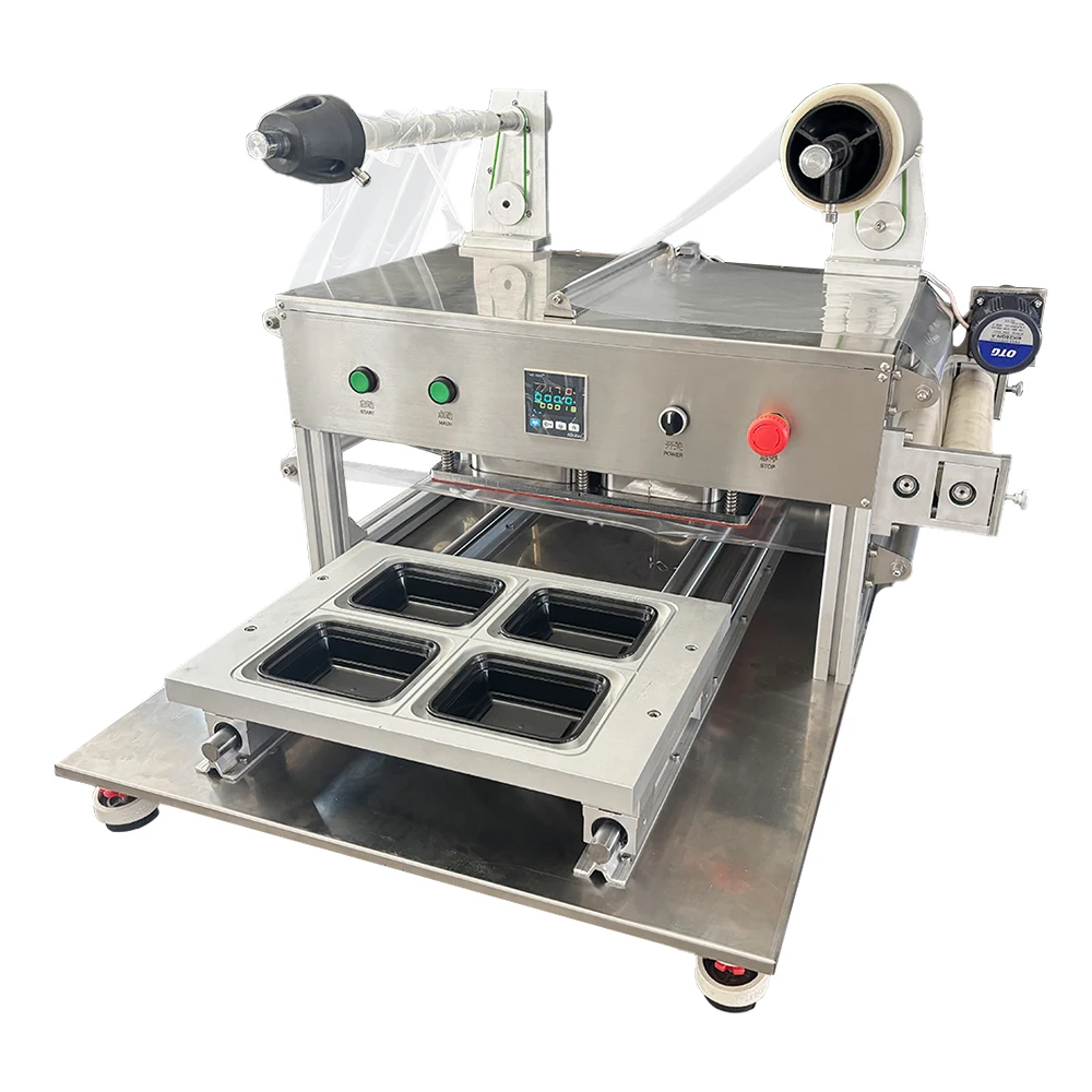 Meat and Beverage Tray Sealer Packaging Semiautomatic Disposable Plastic Box Heat Sealing