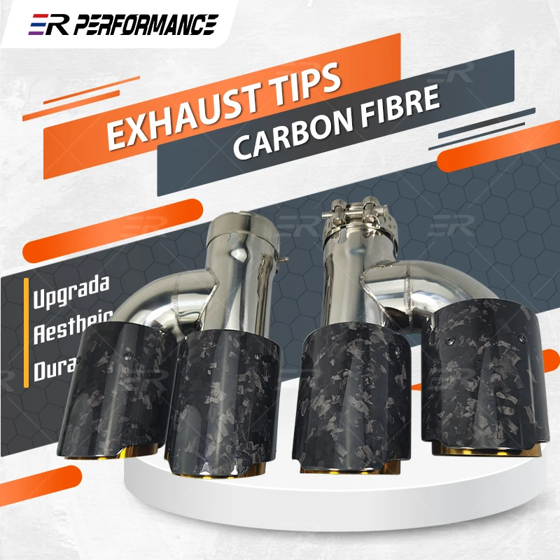 

1 PC H Type Muffler Tip Stainless Universal Car Accessories Forged Carbon Fiber Exhaust Tips End Pipes For Modified Auto Parts