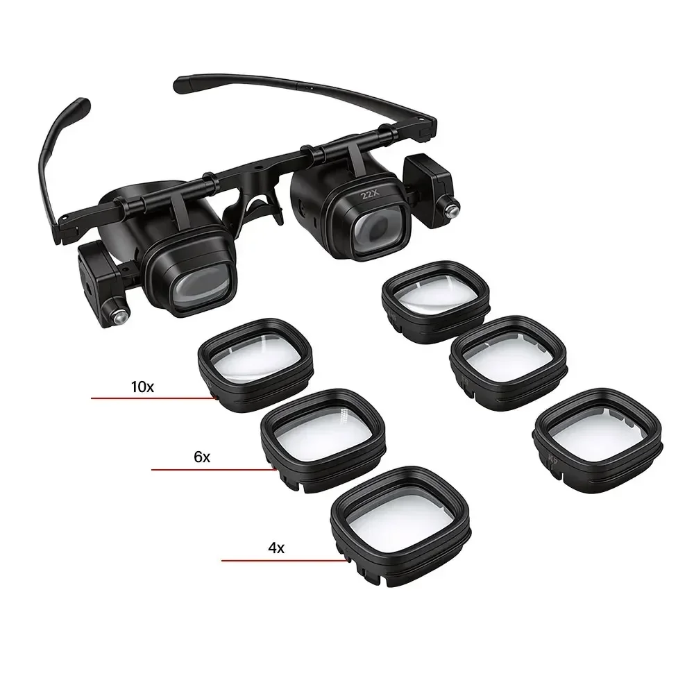 2X-24X LED-Stirnbandlupe, Doppelbrillenlupe für Uhrmacher, Juweliere, Reparaturen, Lötarbeiten, Telefon- und Elektronikkomponenten – Detail 9