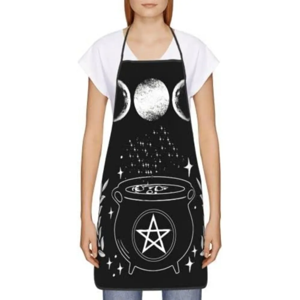 Star Pentagram Triple Moon Apron Theme Cooking Chef Work Shop Women Men Adult Girl Kid Weavers Baking Decorations Painting