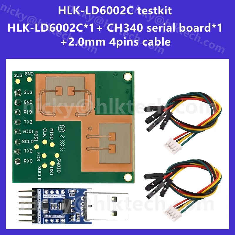 Hi-Link New 3.3V power supply 60G MmWave Fall Detection Radar HLK-LD6002C testkit Intelligent Monitoring 2T2R for nursing homes