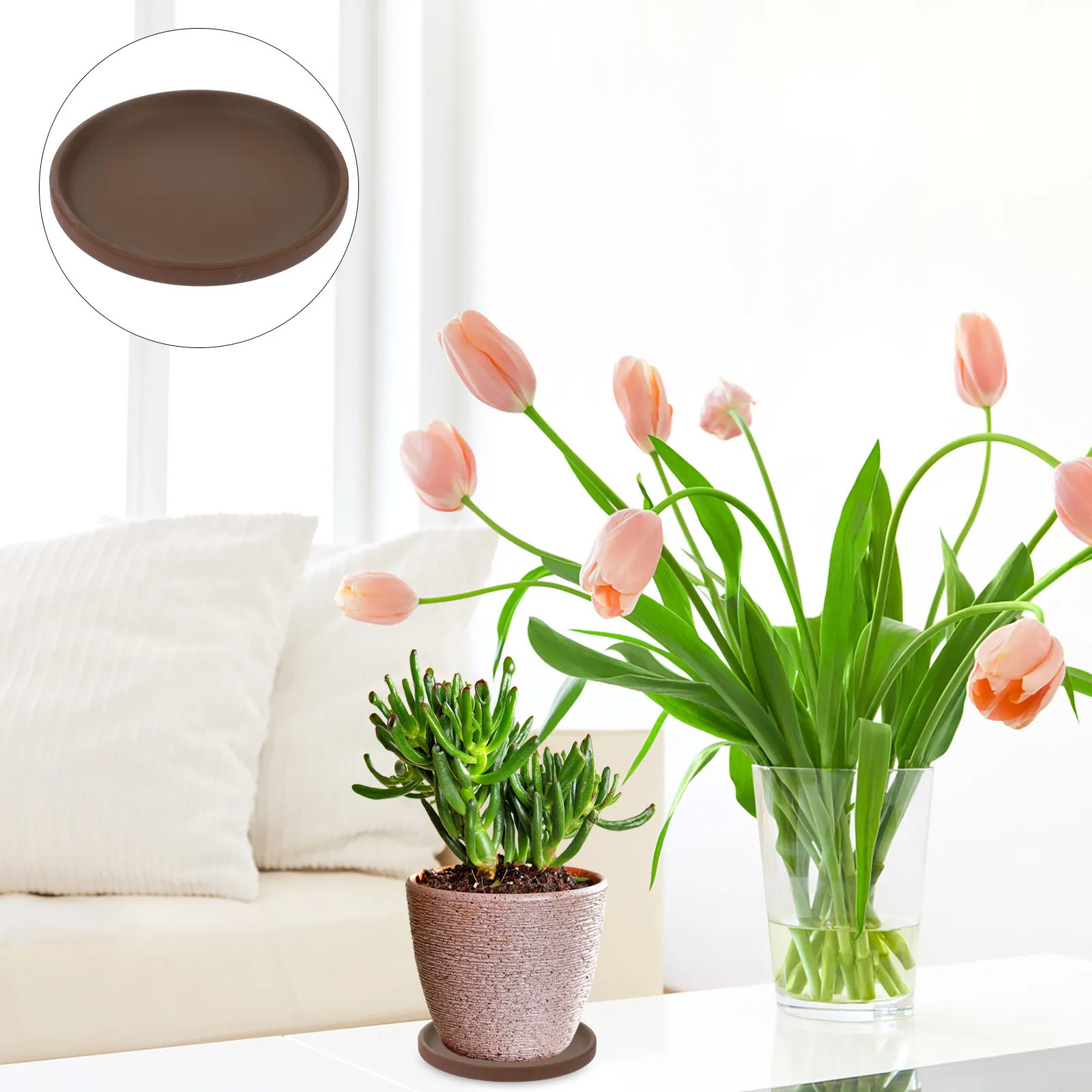 

Round Ceramic Flowerpot Tray Plant Saucer Drip Catcher for Potted Plants Prevents Surface Stains Sliding Resistant Easy Clean