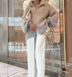 Party Loose Top Women 2024 Autumn Winter Elegant Small Fragrant Wind Comfortable Sequin V-Neck Long Sleeve Versatile Sweater