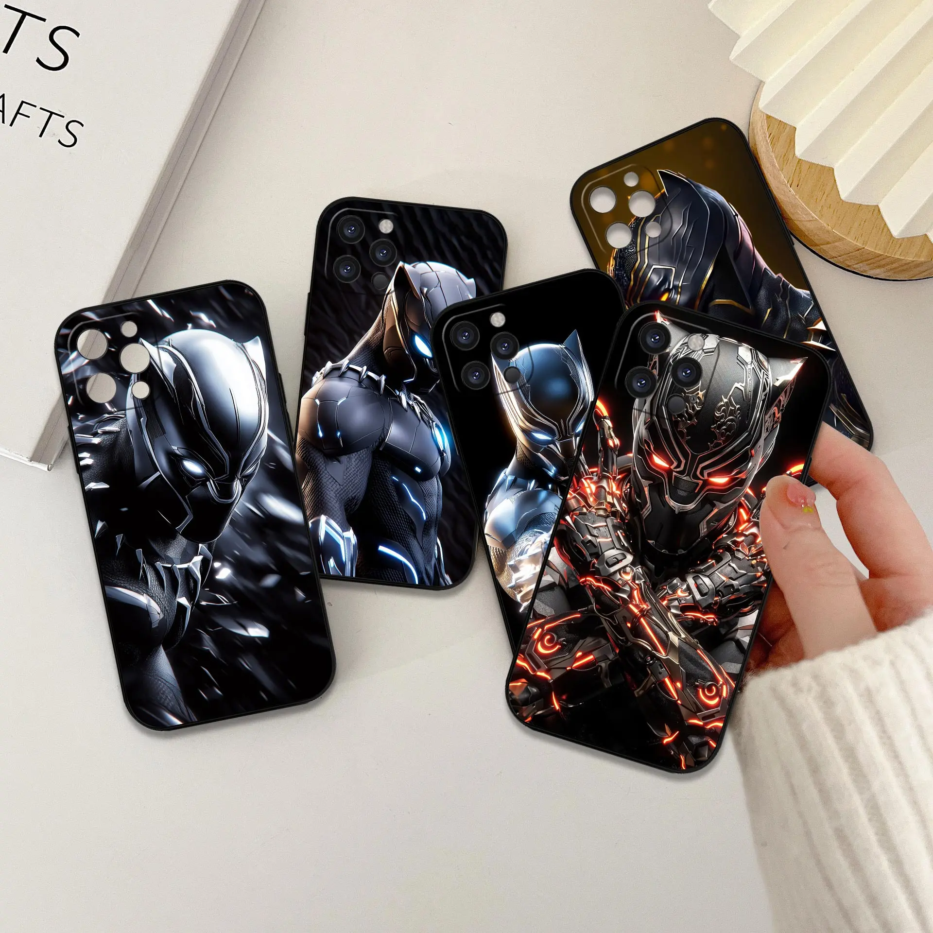 

Cool Marvel Black Panther Phone Case For iPhone 16 15 14 13 12 11 Pro Max Plus Mini Funda For iPhone 15 16 ProMax 5G Black Cover