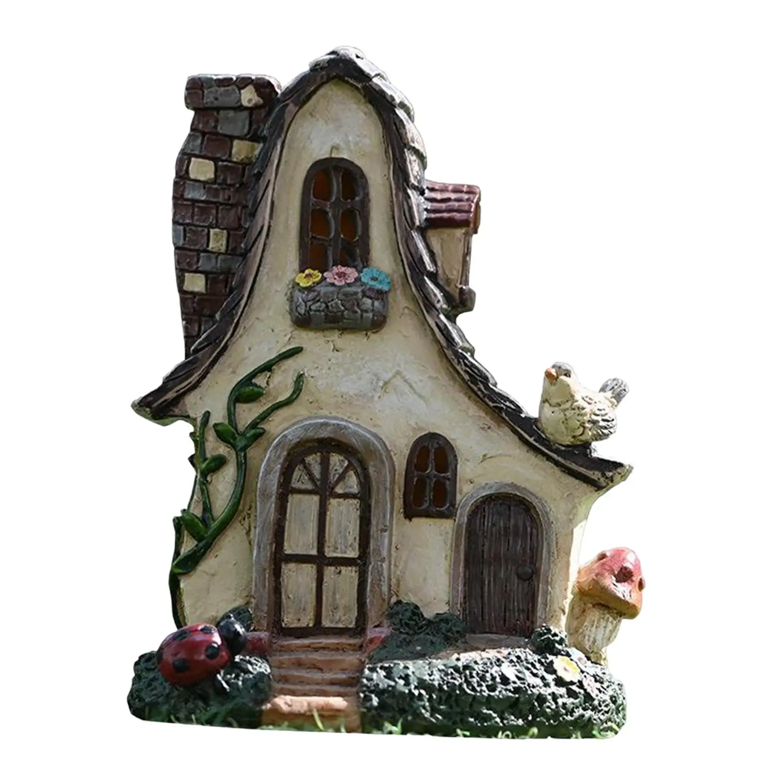Fairy Garden Gnome House Kit Resin Figurine Decor for Dollhouse Accessories Outdoor Miniature Ornament Gift