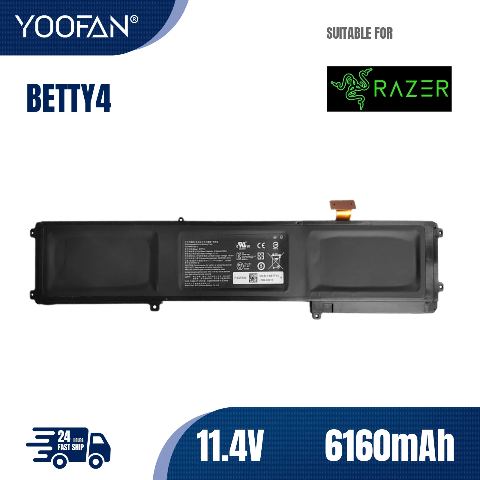 

Батарея YOOFAN BETTY4 для Razer Blade 2016 14" V2 RZ09 01952E31 01953E71 01652E21 01652E22 01953W52 01953E52 01952E73 01953E72