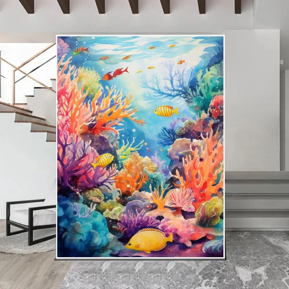 The Underwater World Landscape Poster Prints For Living Room Home Decor Dolphin Turtle Shark Sealife Canvas Painting Wall Art