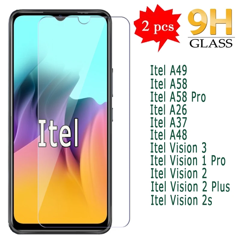 2-1Pc For Itel A49 A58 A26 A37 A48 Vision 1 2S 3 Pro Plus Glass Film For Itel A 49 58 26 37 48 Vision1 Vision2S Vision3 Cover