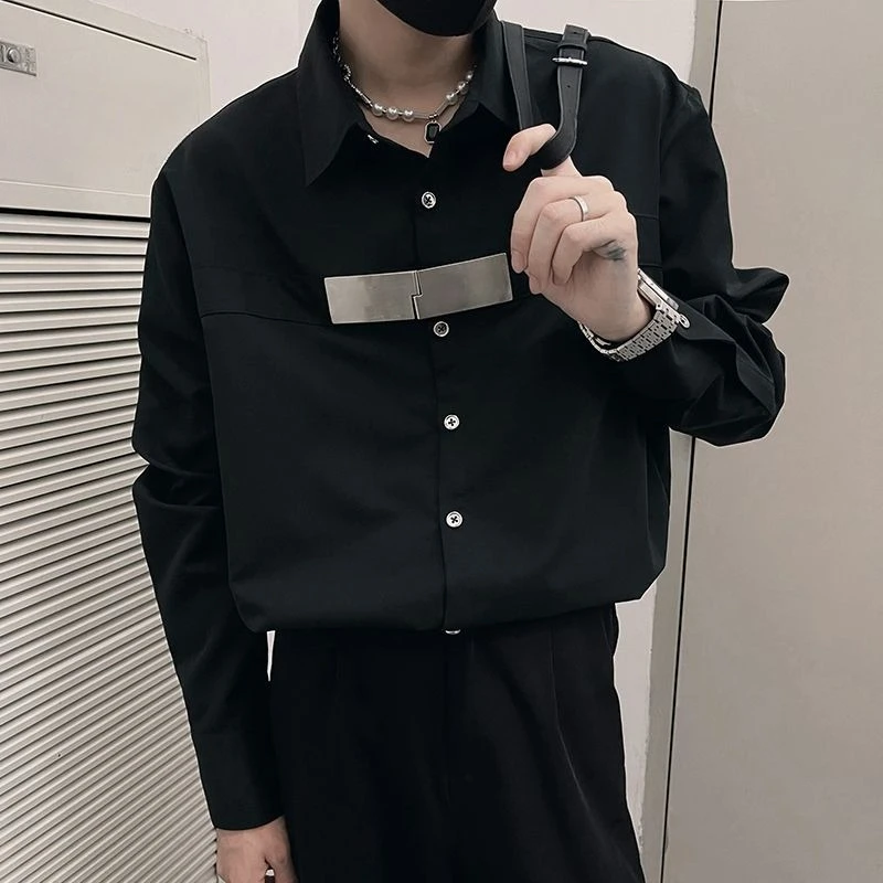 

Мужская повседневная свободная рубашка с длинным рукавом, весна-осень 2026, модный модный топ, универсальная популярная одежда для мужчин ​