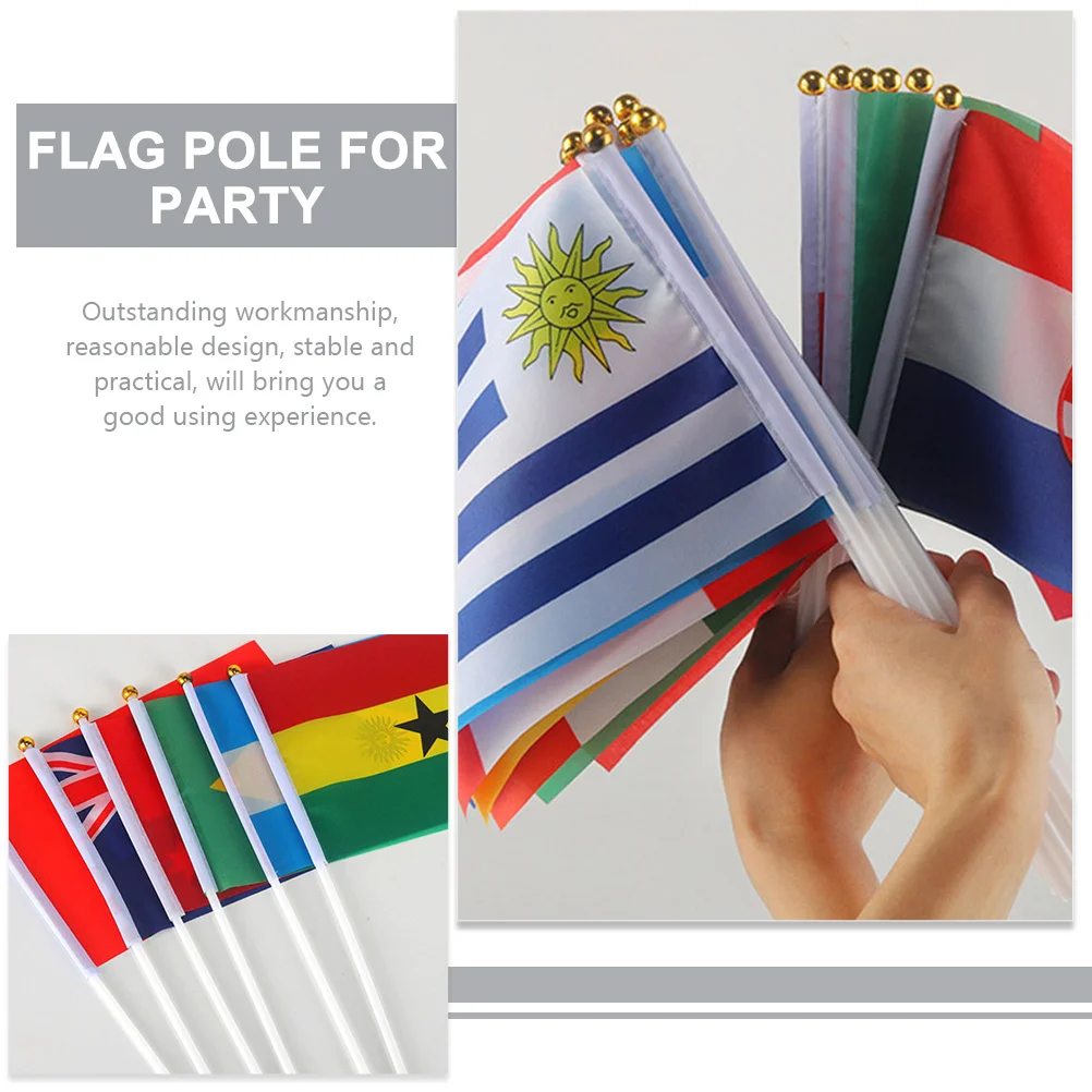 

200pcs Handheld Flag Pole Plastic Flagpoles Smooth Lightweight For Party Decorative Use Flagpole Kit Flag Sticks