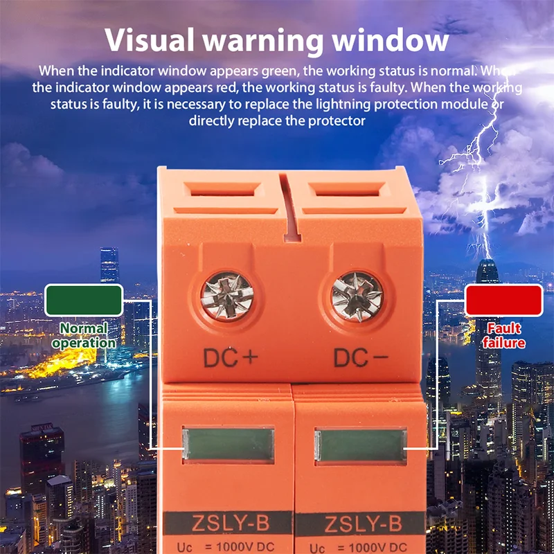 1000VDC Surge Prviceotection Device 20-40kA Photovoltaic Surge Protector Low Voltage Arrester Room 2/3P Voltage Protection