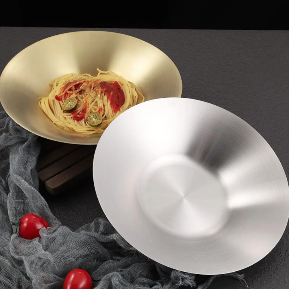 

Noodles Bowl 304 Stainless Steel Korean Salad Bowl Deepened Stackable Fruit Dish Round Rust-proof Pasta Plate Noodle