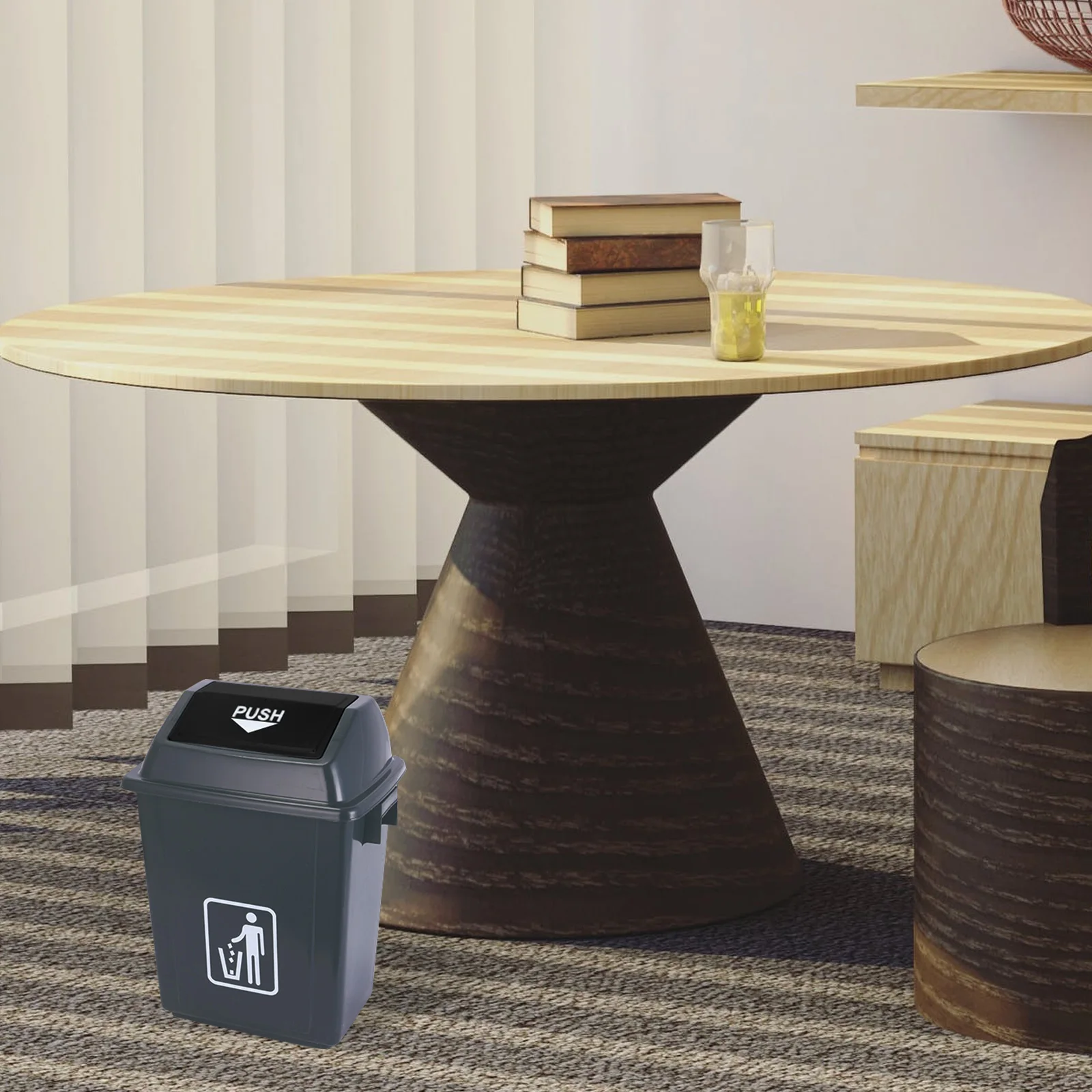 

Grey Plastic Trash Can Lid 20L Large Waste Bin Cover Replacement Protective Odor Resistant Heavy Duty for Indoor Outdoor