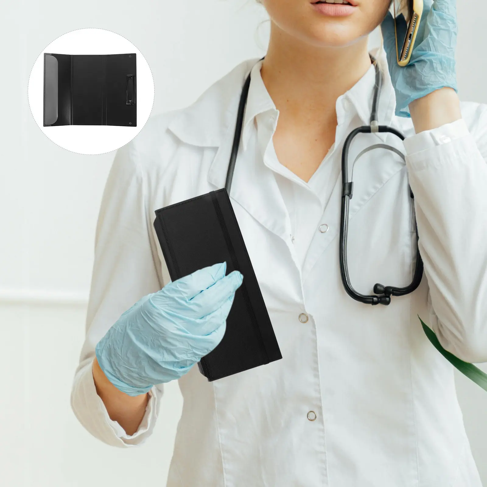 

Black Tri Fold Clipboard Nursing Student Folder Foldable Pocket Size Waterproof Clipboard for Clinical Use Nursing