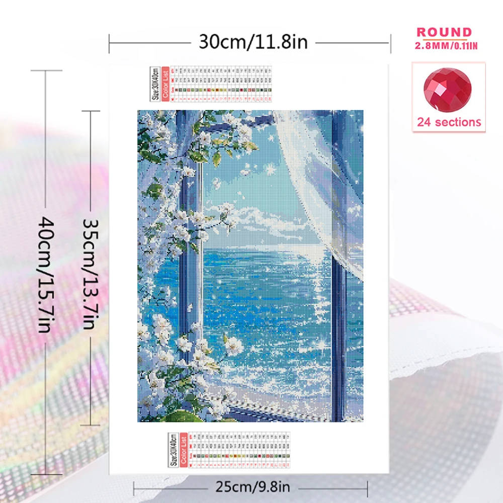 EverShine Diamond Painting Seaside Picture Of Rhinestones Embroidery Landscape Full Square Mosaic Window Daisy Handmade Hobby