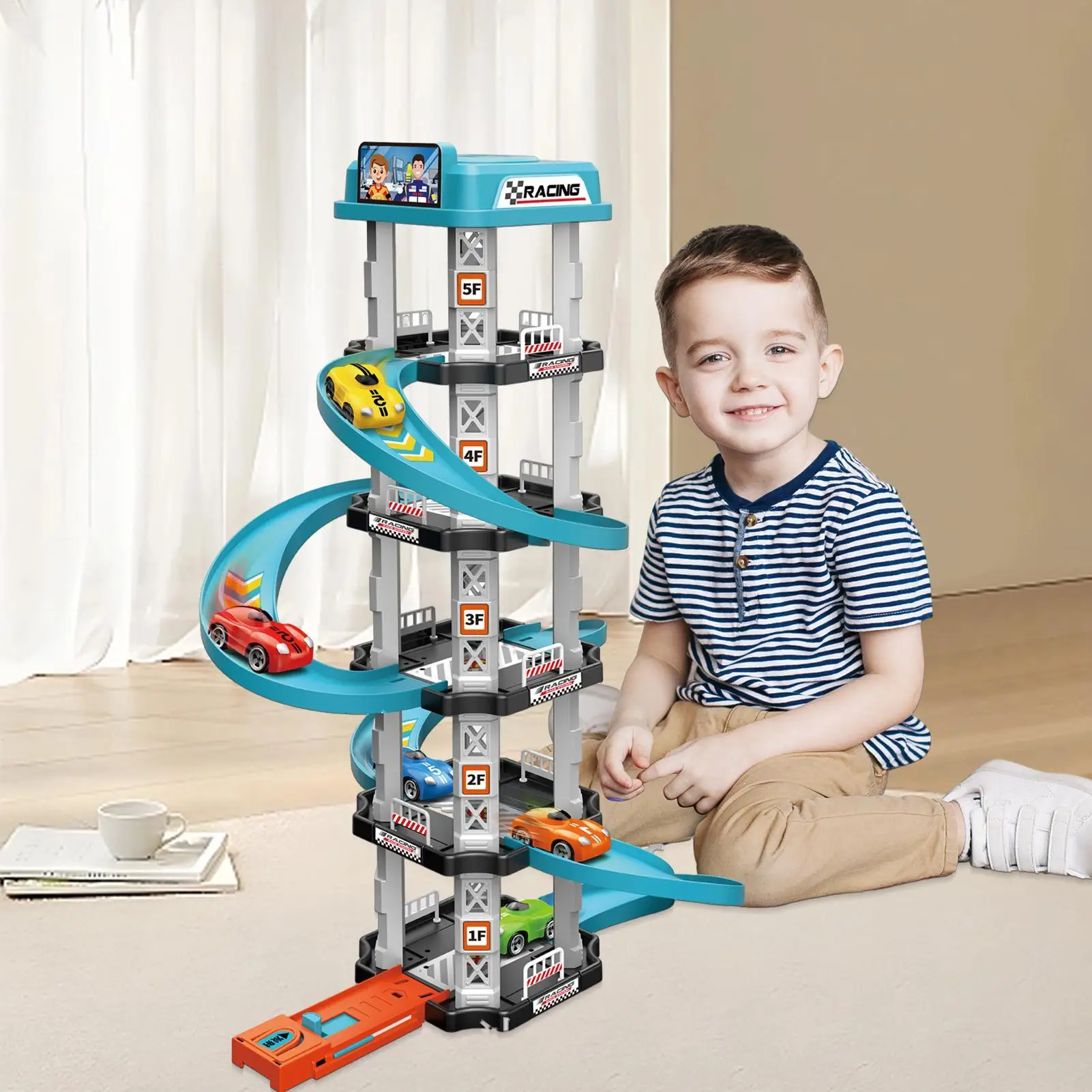 لعبة مرآب مواقف السيارات، لعبة تجميع منحدر السيارات التفاعلية لمرحلة ما قبل المدرسة، ألعاب المرور التعليمية للأطفال