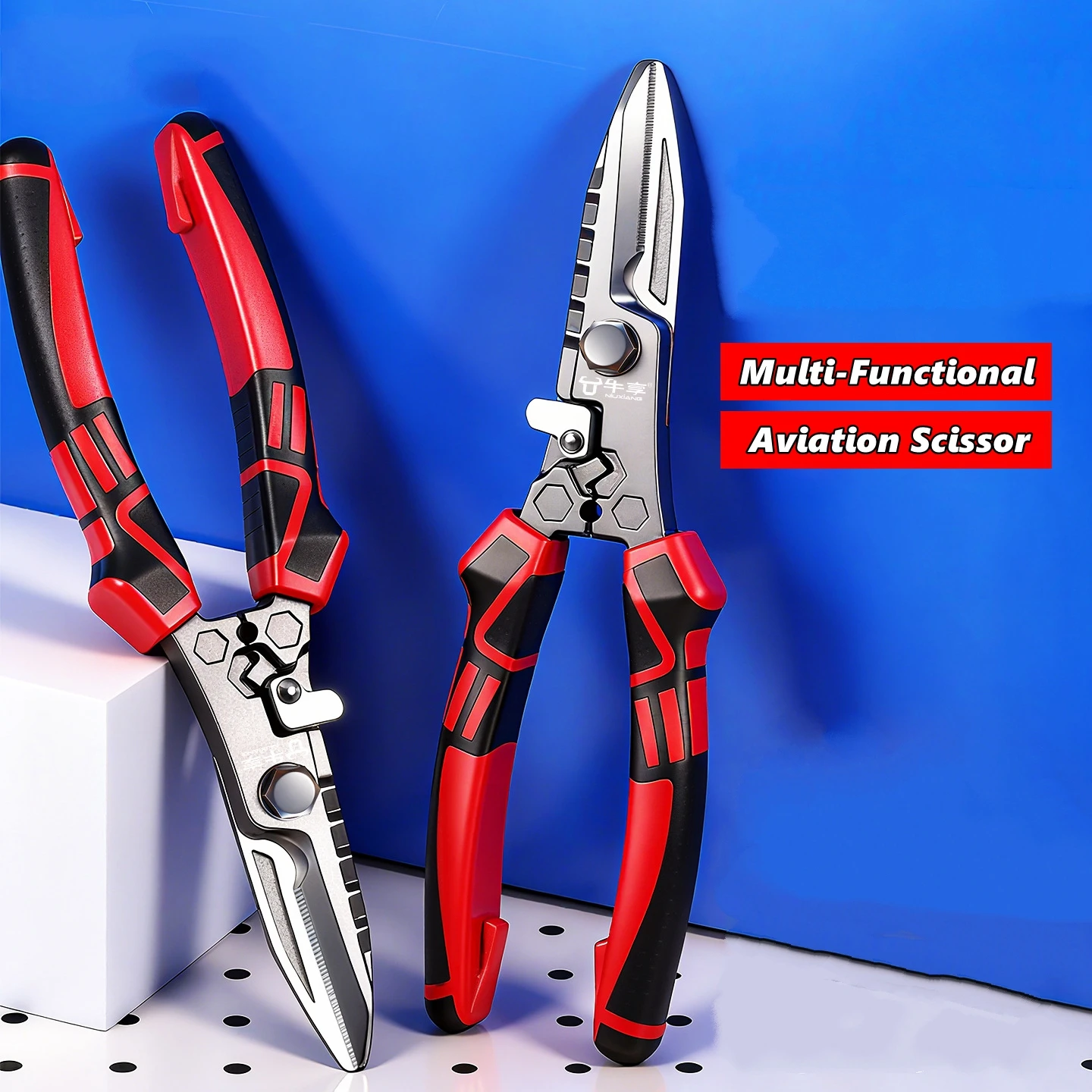 Multi-Functional Electrician Scissors, Crimping Wire Cutting Tool with Wrench Function for Metal Sheet and Cable Cutting