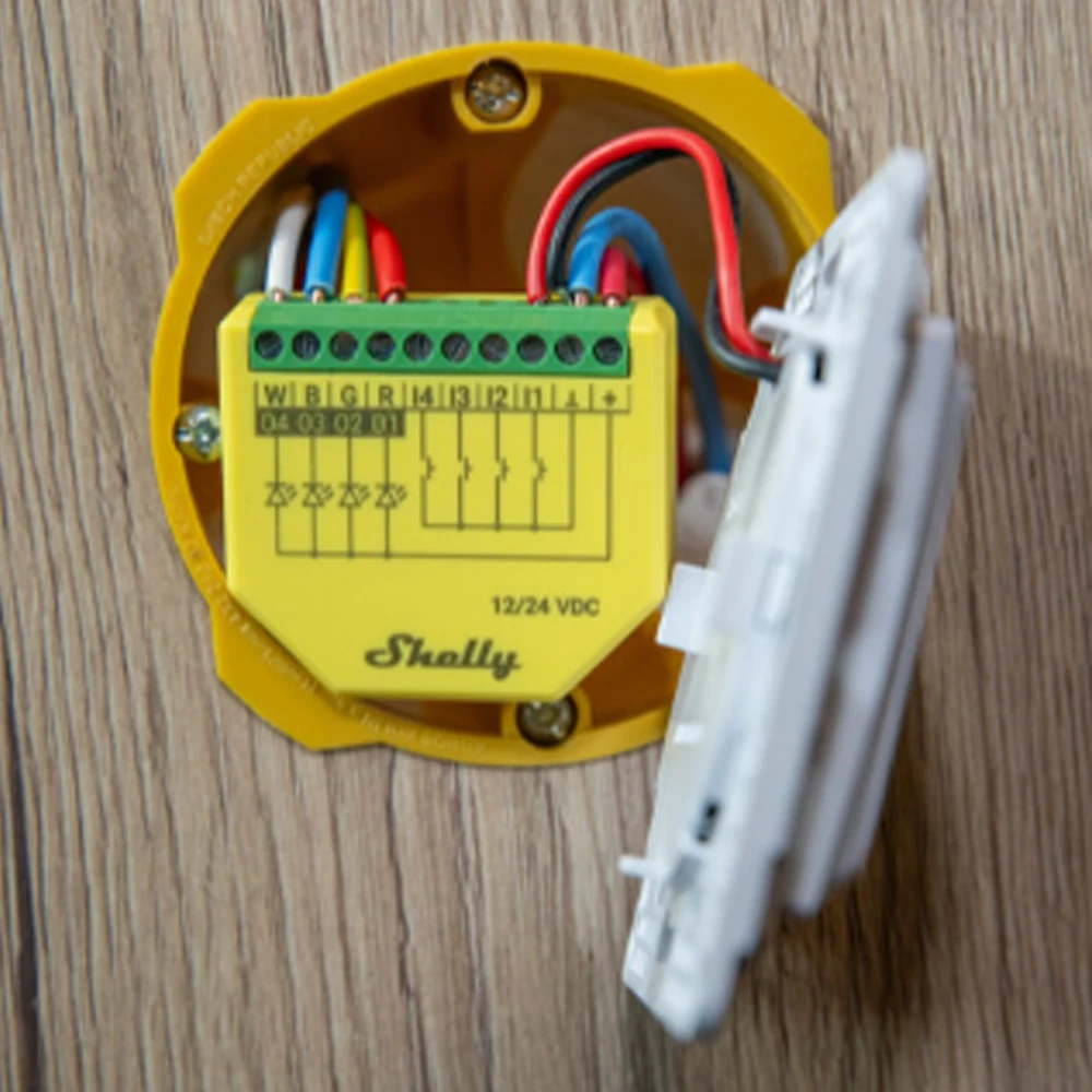 Shelly Plus RGBW PM Wi-Fi Operated RGBW Controller LED Strips With Support Power Measurement Feature Creating perfect Ambiance