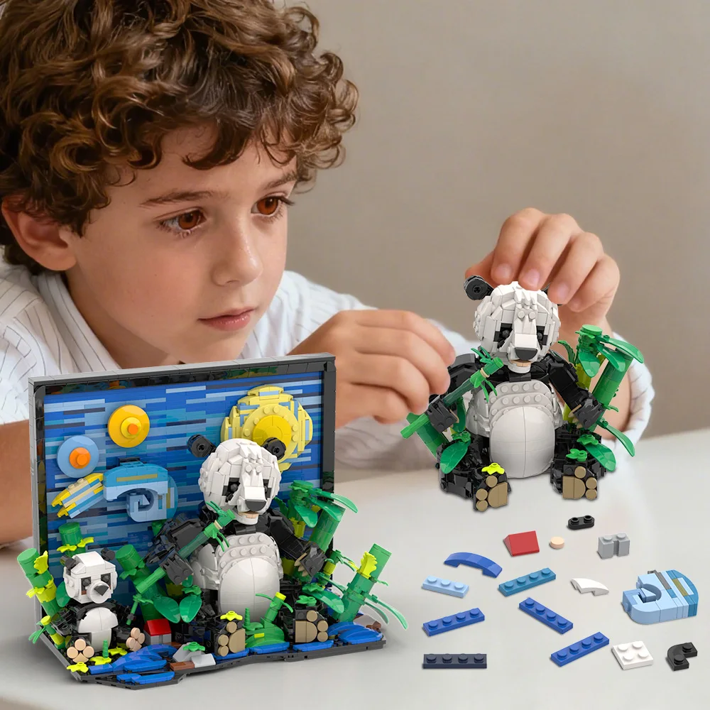 

MOC Van Gogh 3D Panda Building Block Model Famous Impressionism Painter 3D Panda Creative Bricks Assembly Toys Kid Birthday Gift