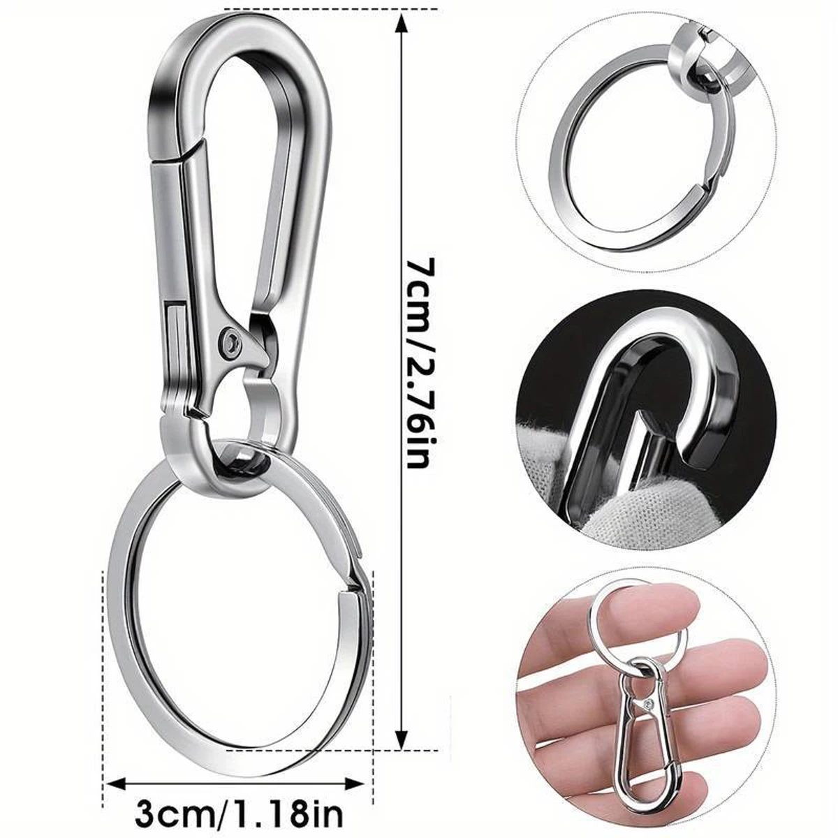 4 PCS Stainless Steel Carabiner Clip Keychain Metal Key Rings Keyring Key Holder Clips Hook Holder Organizer for Car Keys Finder image 2