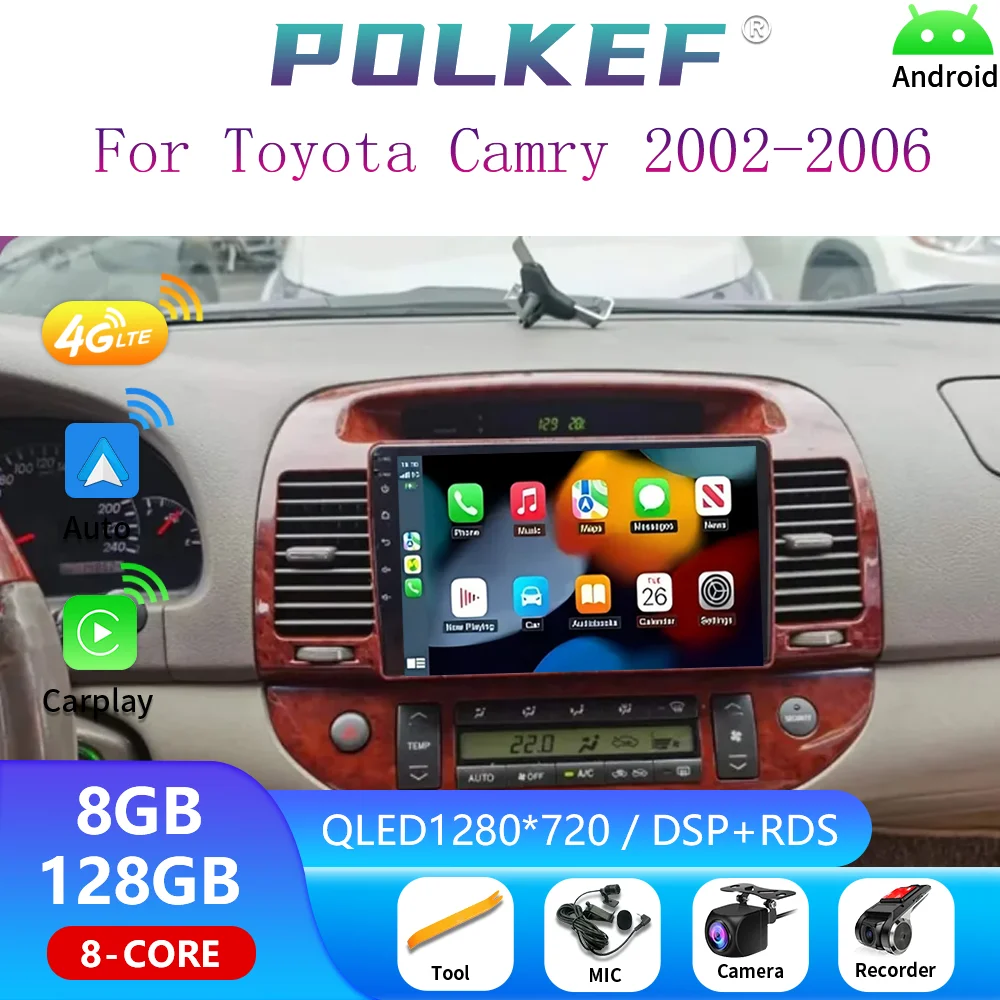

2002 2003 2004 2005 2006 Multimedia Video Player GPS Navigation 2 Din Stereo DVD Android 14 Carplay Car Radio for Toyota