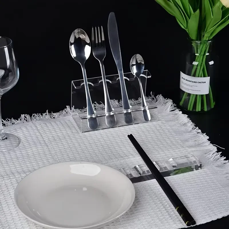 Acrylic Cutlery Display Rack with Spoon Base for Restaurant Buffet Catering Knife Fork Storage Organizer Stand