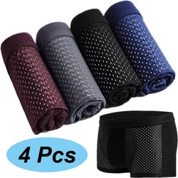 WE.FINE 4Pcs Breathable Wear Boxer Short Men Microfiber Boxer Briefs Man Undrewear Compression Stretch Boxers Man