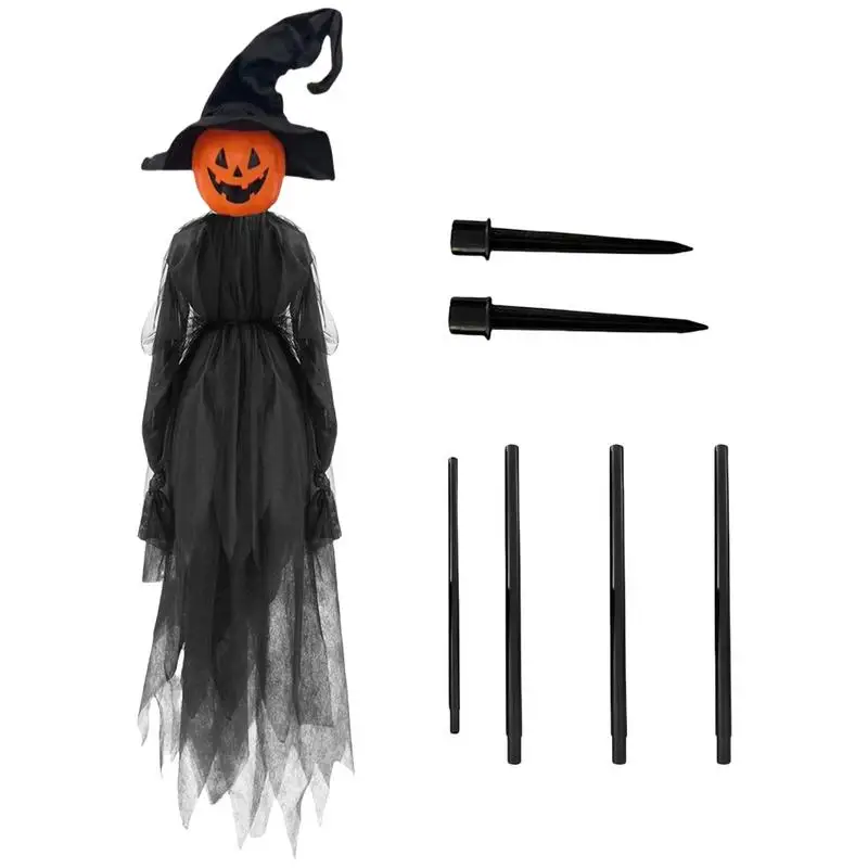 

Lighted Witch Stakes Witch Yard Decorations Lighted Sound-Activated Sensor Scary Witch Decor For Lawn Garden Yard Grave Party