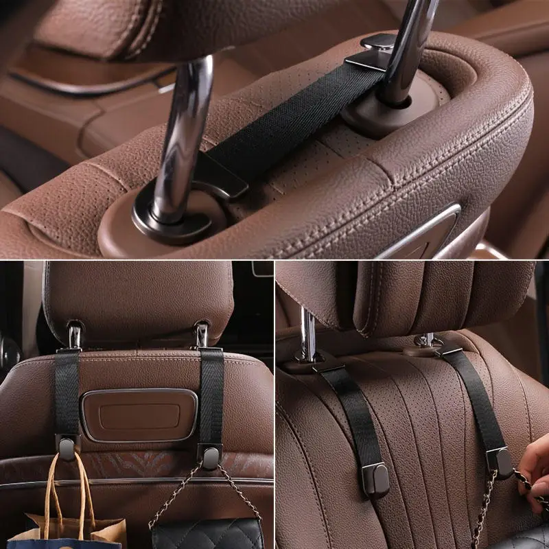 2pcs Car Multi-functional Practical Headrest Hooks Hanger For Bags Seat Back Organizer Holder Clips Car Storage Interior Accesso