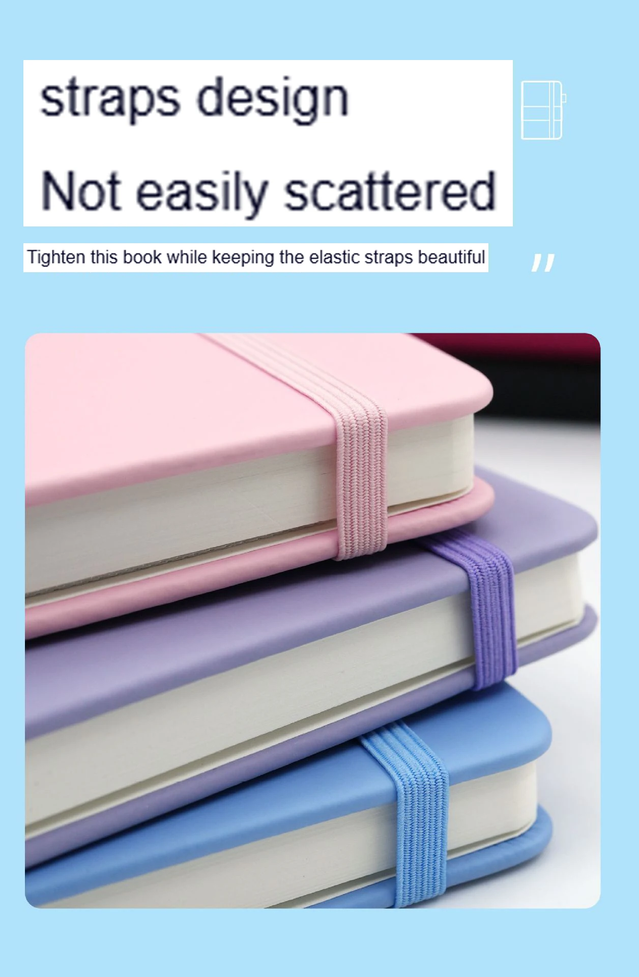 A5 Skizzenbuch mit Gummiband, kleines Notizbuch und Tagebücher, Schreibwaren, Tagebuch, Schreibblöcke, Büro- und Schulbedarf – Detail 3