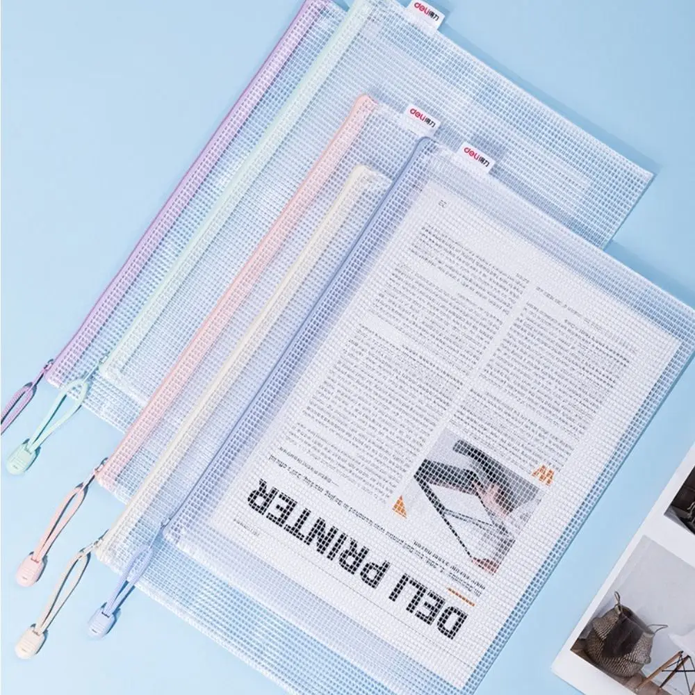 

Bills Invoices Student Stationery School Office Supplies Zipper File Folders Storage Bags A4 Mesh Zipper Pouch Document Bag