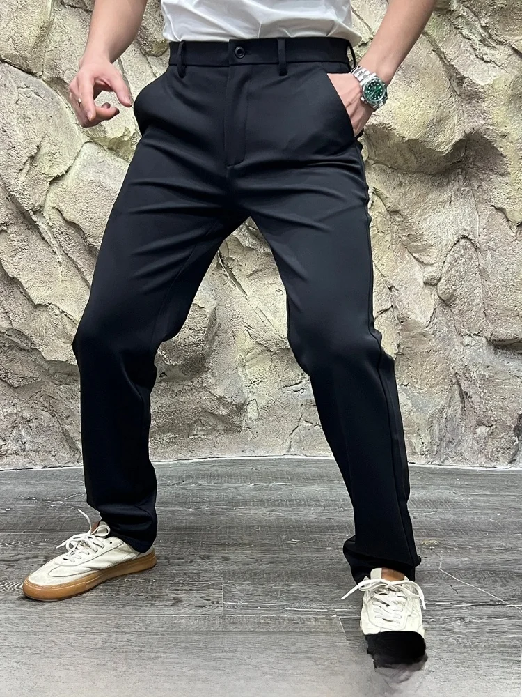 

Busin Commuter Men's Casual Pants Straight Leg Comfortable Skin-friendly Fiber Warm Micro Elastic Autumn Faion