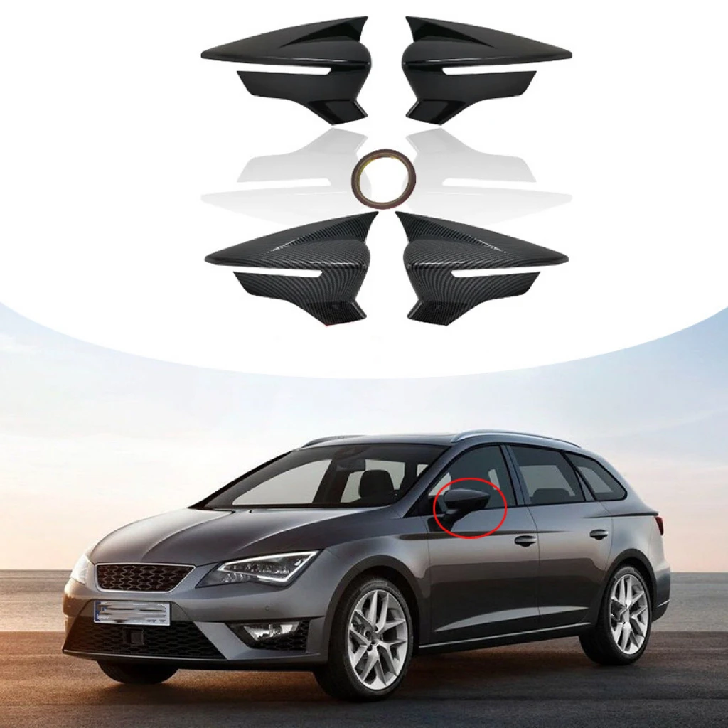 

Rearview Side Mirror Cover Wing Cap Door Rear View Case Trim Sticker Fit For SEAT LEON MK3 5F 2013-2019 IBIZA MK5 2017-2020