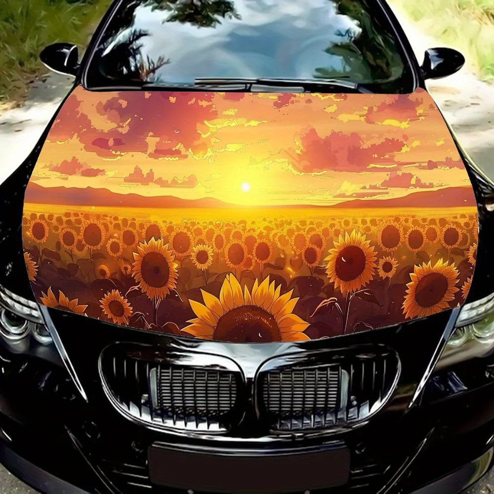 Sunflower field, Car bonnet decals universal car racing body stripes vinyl stickers modification external decoration accessories