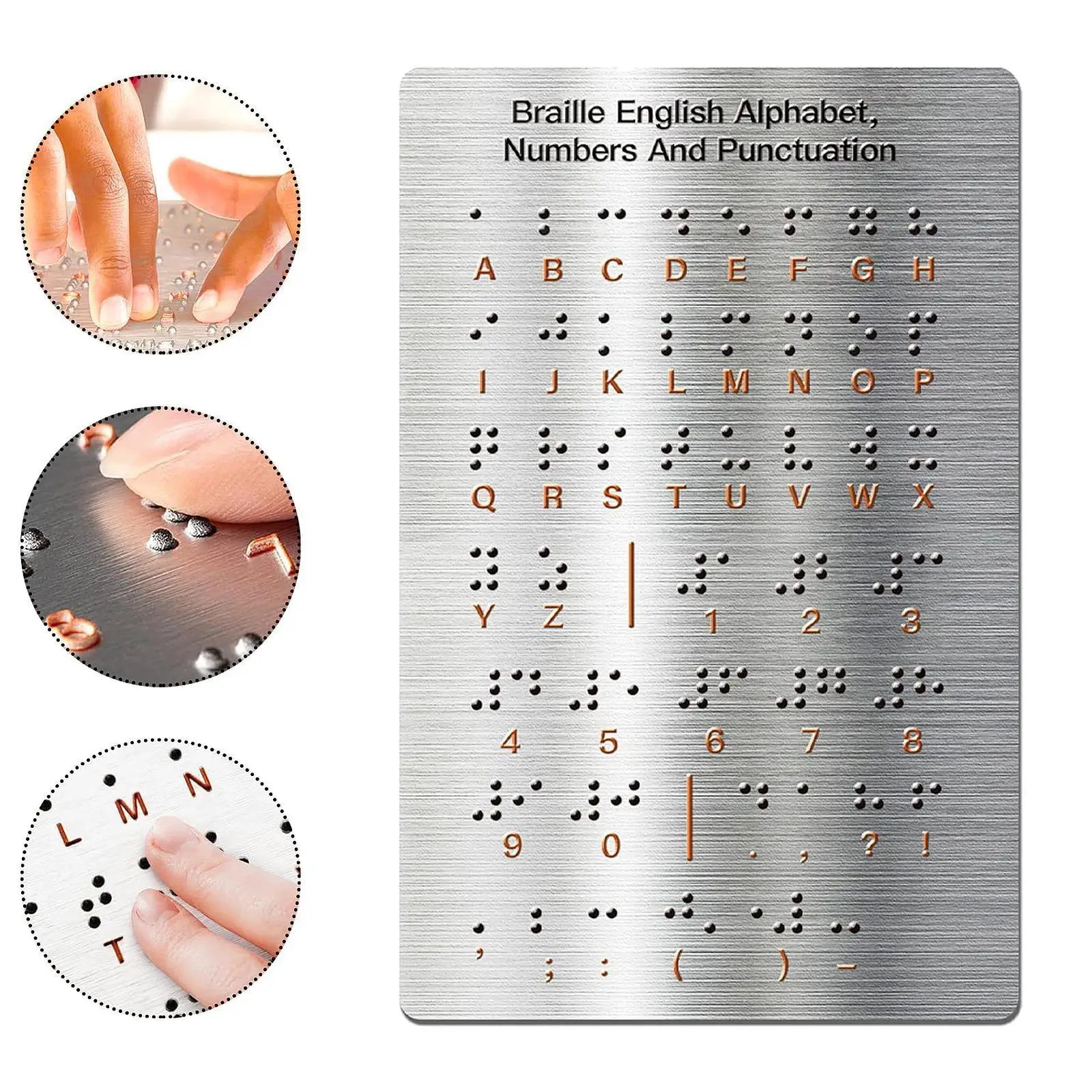 Braille-Alphabet-Brett, Braille-Brett, Zubehör, Braille-Lernen, tragbares Lernwerkzeug mit erhöhten Punkten für blinde Kinder