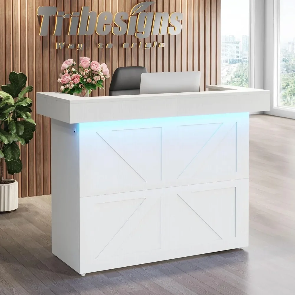 Mesa de recepción con luz, escritorio frontal de 55 pulgadas, moderno para mostrador de venta al por menor Salón, vestíbulo, tienda, sala de recepción de oficina