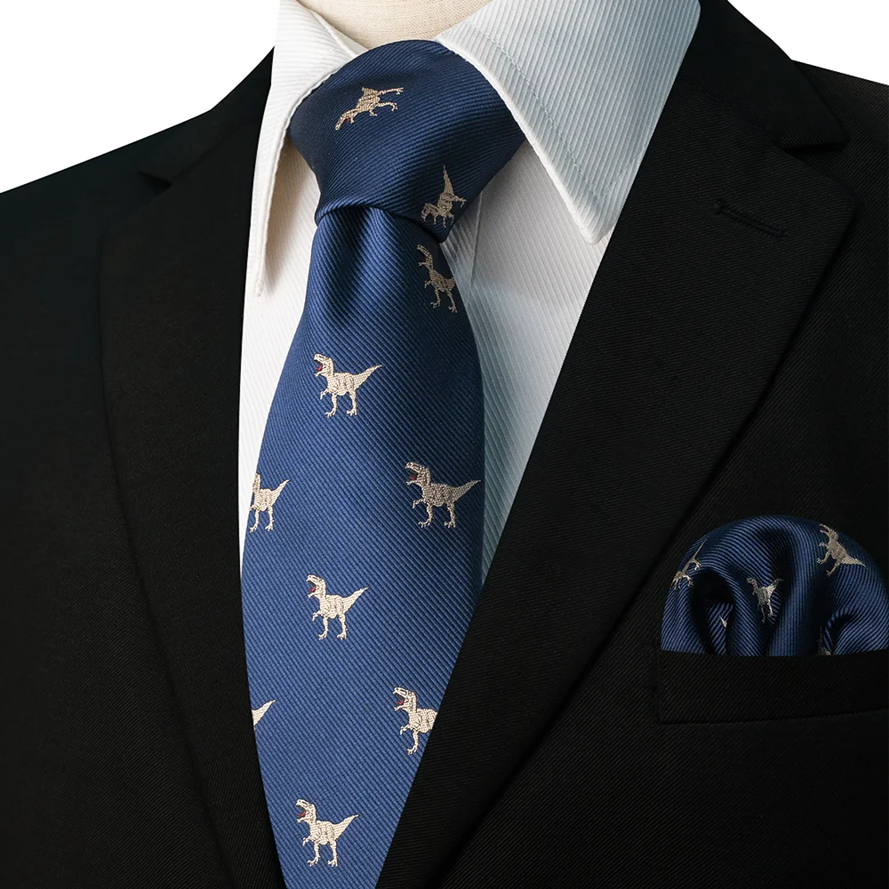 EASTEPIC Tie Sets Including Clips and Handkerchieves Men's Neckties for Leisure Suits Fox Dragon Flamingo Snail Dog Duck Plane