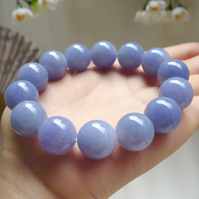 Myanmar Boutique Violet Purple Jadeite round Beads Men's and Women's Jade Bracelet