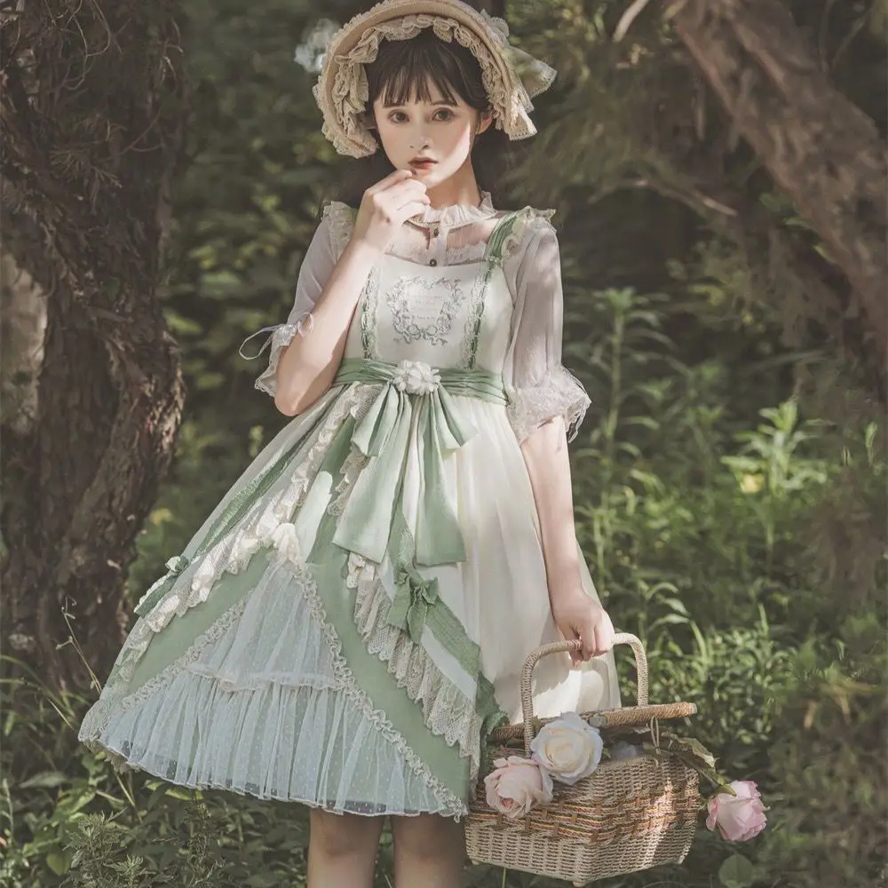 [Raw as Summer Flower]Summer New Jsk Sling Dress Daily Lovely Lolita Skirt Goth Dresses Women Lolita Gothic