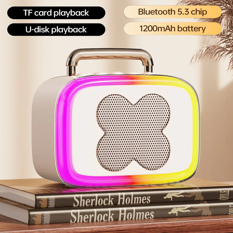 Мини-портативный Bluetooth-динамик RGB Атмосфера Световой объемный звук Музыкальная шкатулка Беспроводной музыкальный плеер Поддержка FM TF-карты USB AUX