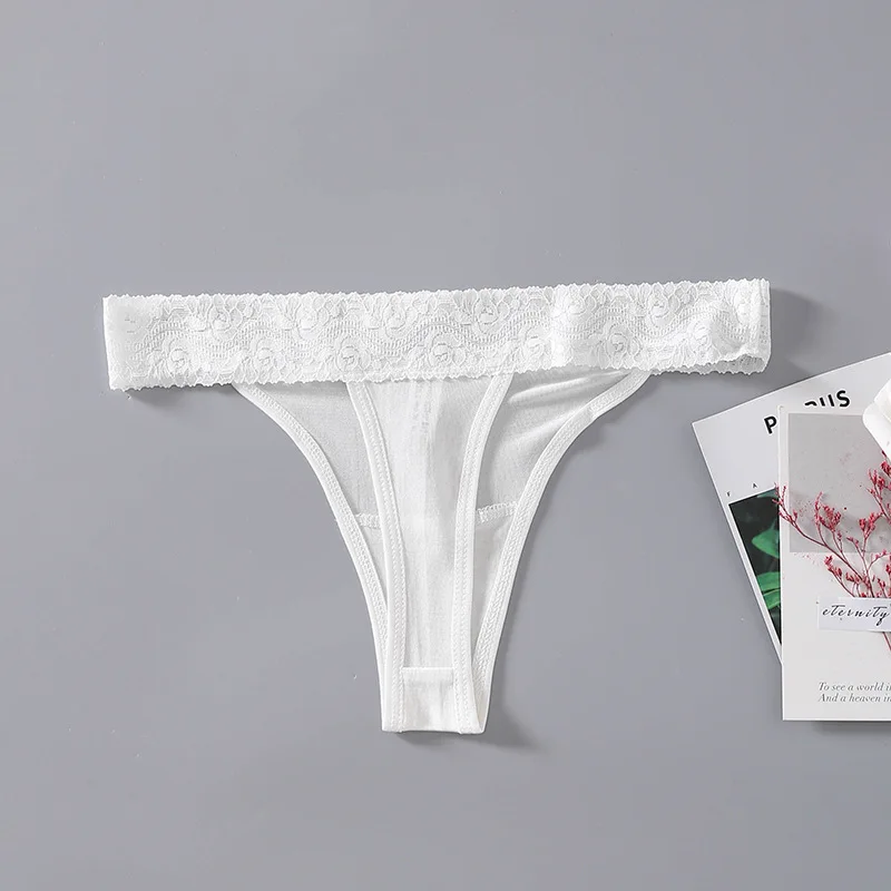 Birdtree 3PCS 30% Silk Briefs, Women Lace Sexy G-String Thong Panties, Solid Color Underwear Lingerie Intimates P30387QC