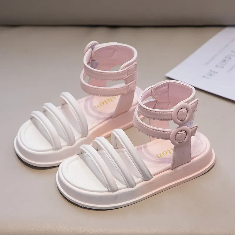 Kids Princess Sandals 2024 New Girls Gradient Color Cute Sweet Gladiator Roman Shoes Versatile Fashion Beach Shoes for Vacation