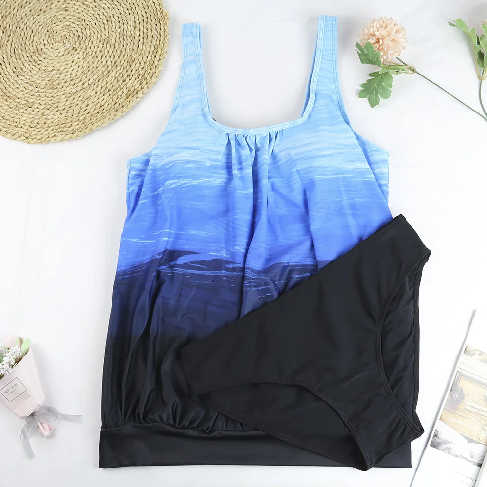 طقم بكيني CPUTAN-Tankini للنساء ، ملابس سباحة للتحكم في البطن ، بدلة سباحة برازيلية ، ملابس بحر ، ملابس سباحة ، مقاس كبير ، 2 ، خمر #3