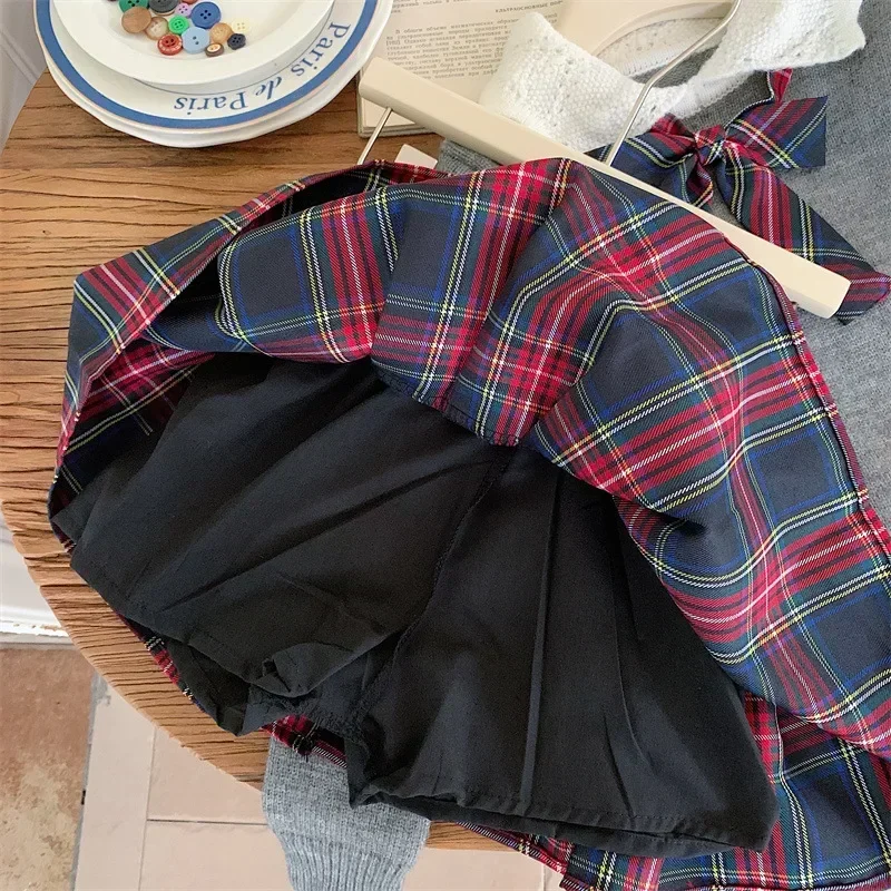 جديد الاطفال بوتيك ملابس الفتيات JK Preppy نمط سترة رمادية + تنورة منقوشة 2 قطعة مجموعة Kawaii تريكو طفلة الزي مجموعة 2-7y #6