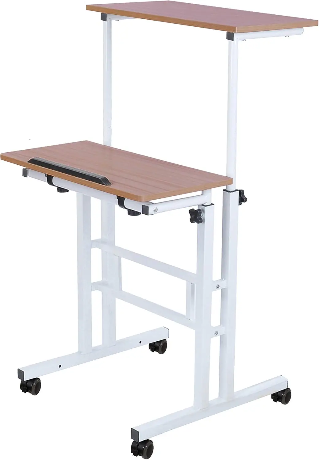 

2 Inches Carpet Wheels Mobile Standing Desk Stand Up Desk Height Adjustable Home Office Desk with Standing and Seating 2 Modes