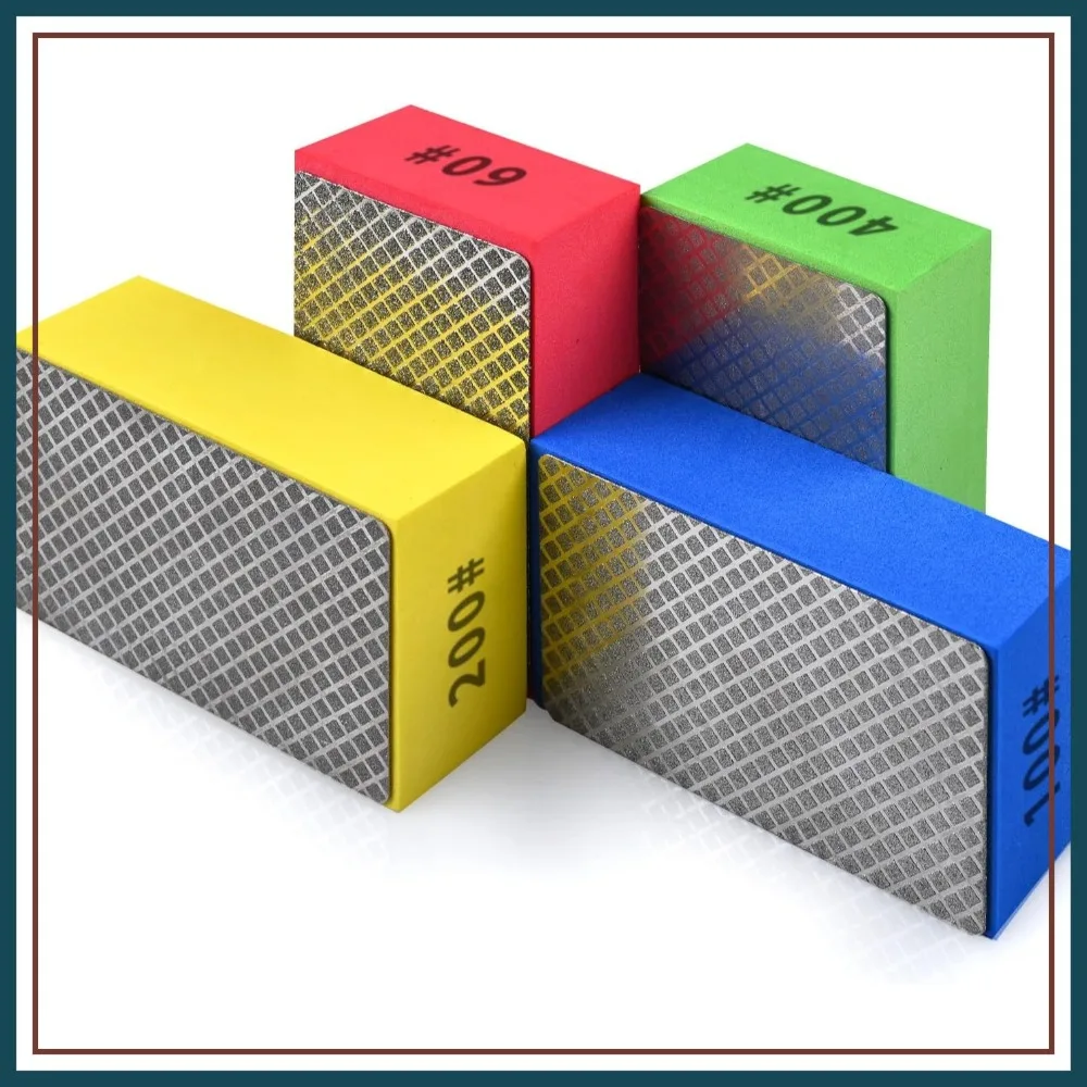 

4pcs Diamond Hand Polishing Pads for Ceramic Tile Glass Grinding, Sanding Blocks 60#100#200#400#