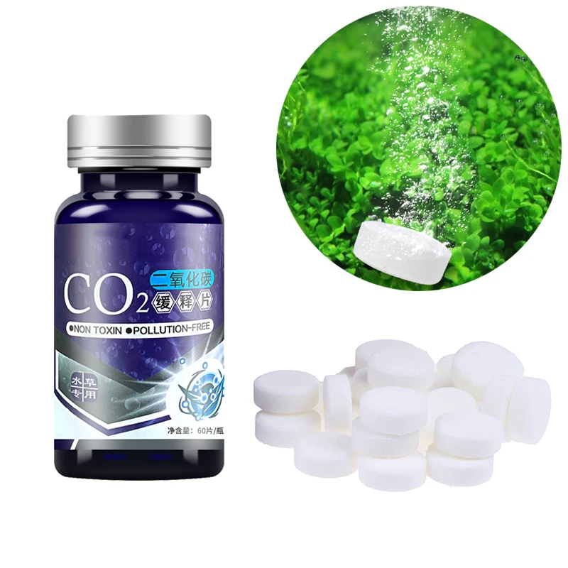 60Pcs Aquarium CO2 Tablet Natural Releasing Carbon Dioxide Diffuser Booster For Fish Tank Water Plants To Thrive