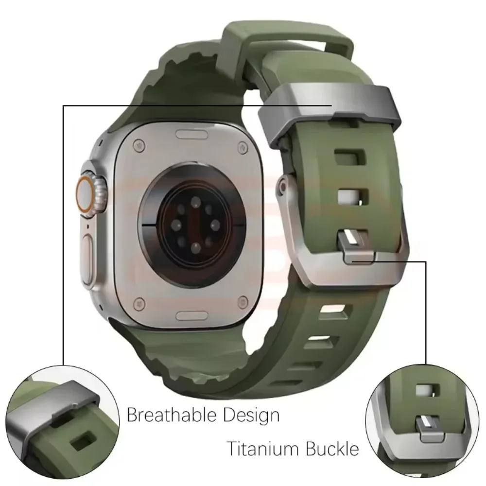 Apple Watch Ultra 2 49mm、46mm、45mm、44mm、42mm対応 トレールシリコンバンド スポーツブレスレット iWatch Series 10 Ultra 9 8 7 6 SE用