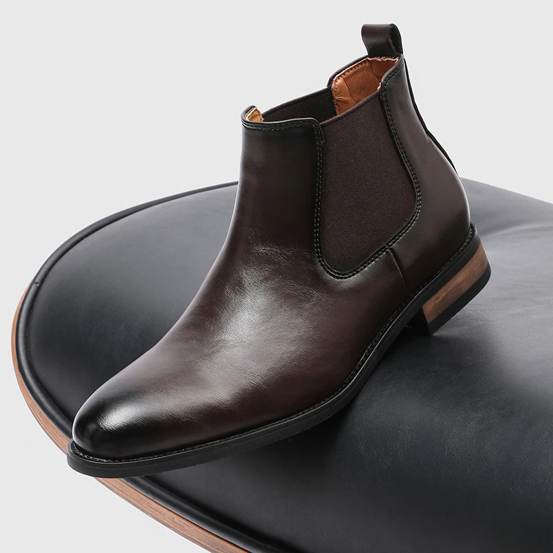 New Chelsea Boots Men Shoes Genuine Leather Versatile Business Casual British Style Street Designer Classic Italy Ankle Boots